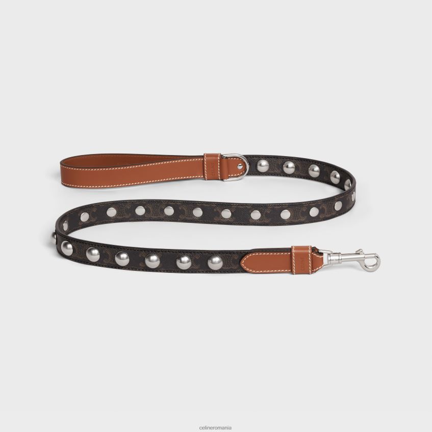 accesorii ro CELINE bărbați lesă lată de câine din pânză Triomphe și piele de vițel cu știfturi 8R6R601742