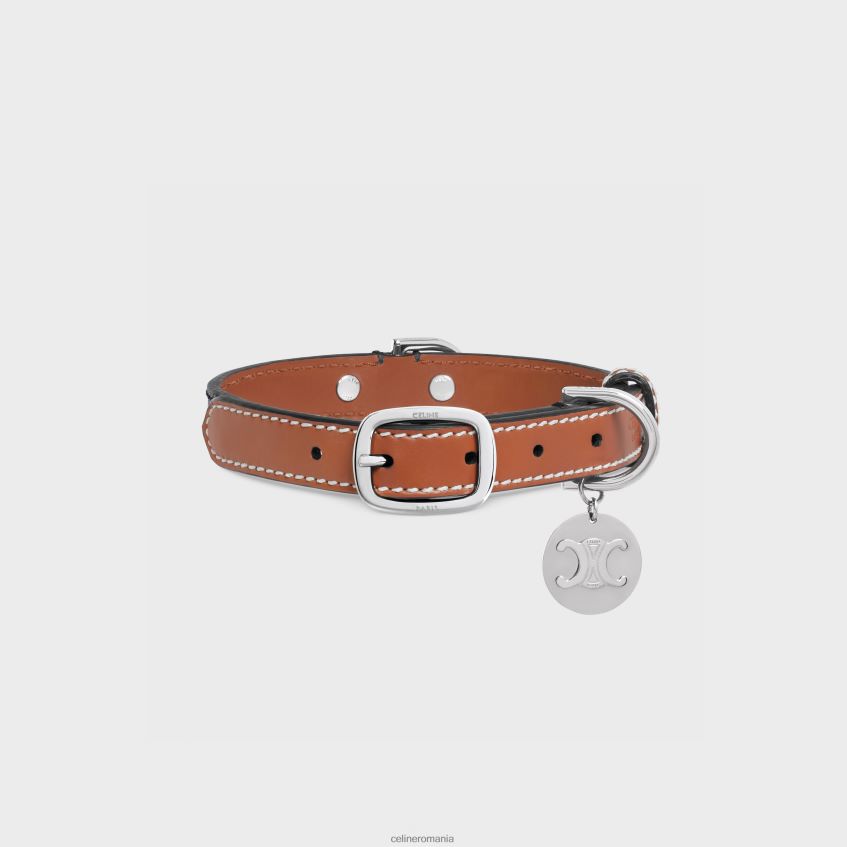 accesorii ro CELINE bărbați guler mic subțire de câine din pânză Triomphe și piele de vițel 8R6R601765