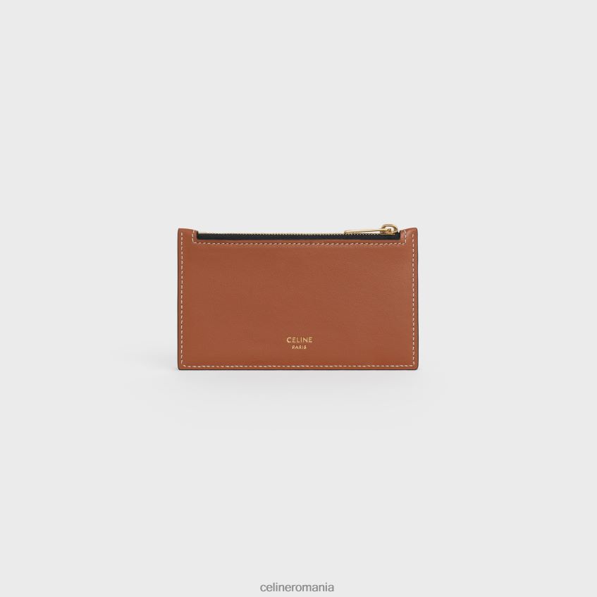 accesorii ro CELINE bărbați suport card cu fermoar din pânză Triomphe și piele de miel 8R6R602124