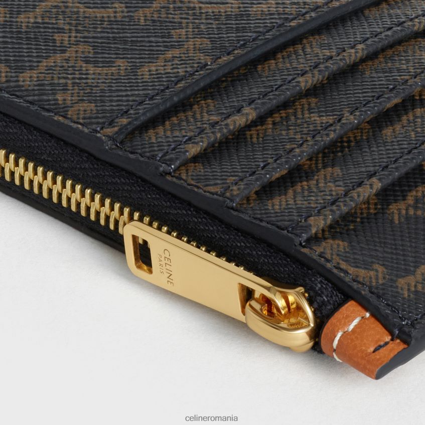 accesorii ro CELINE bărbați suport card cu fermoar din pânză Triomphe și piele de miel 8R6R602124