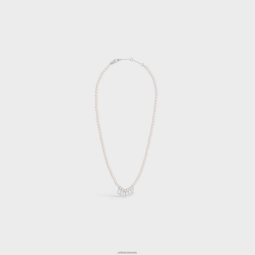 accesorii ro CELINE bărbați colier monocrom din perle de sticlă și alamă cu finisaj rodiu 8R6R602287