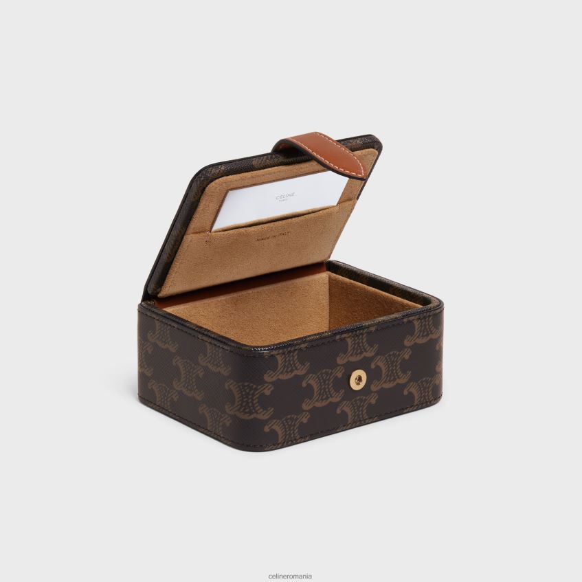 accesorii ro CELINE bărbați carcasă pentru bijuterii mici din pânză Triomphe și piele de vițel 8R6R601562