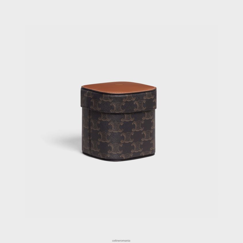 accesorii ro CELINE bărbați cutie mică din pânză Triomphe și piele de vițel 8R6R601538