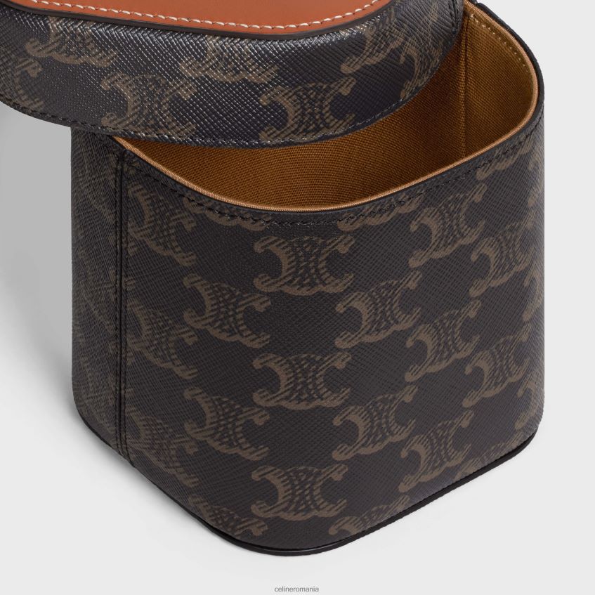 accesorii ro CELINE bărbați cutie mică din pânză Triomphe și piele de vițel 8R6R601538