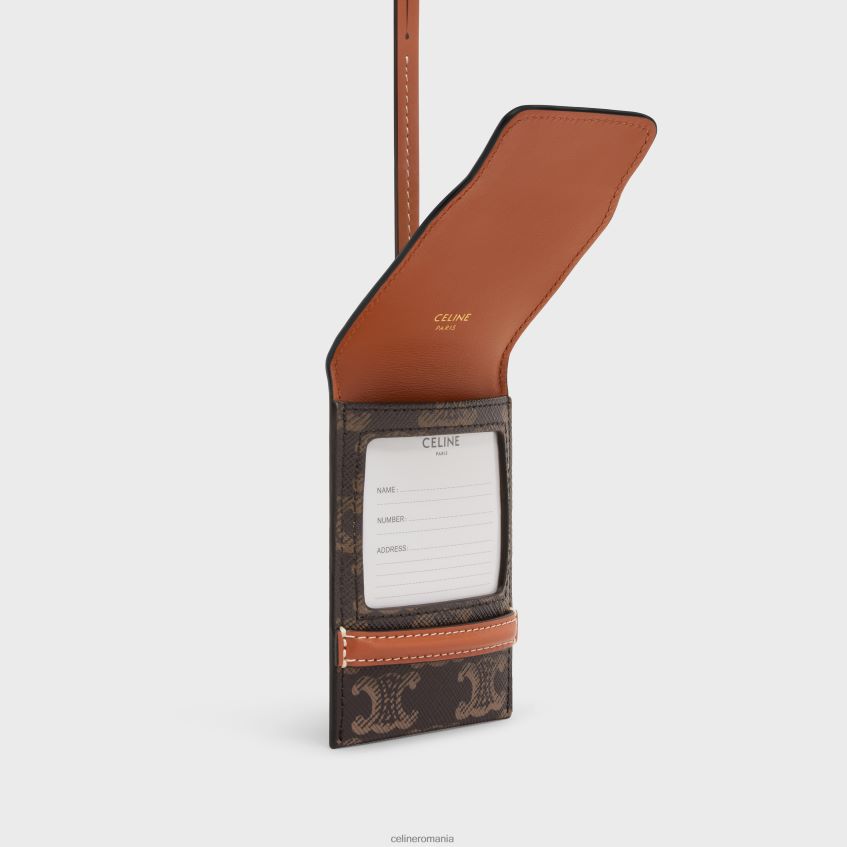accesorii ro CELINE bărbați etichetă pentru bagaje din pânză Triomphe și piele de vițel 8R6R601635