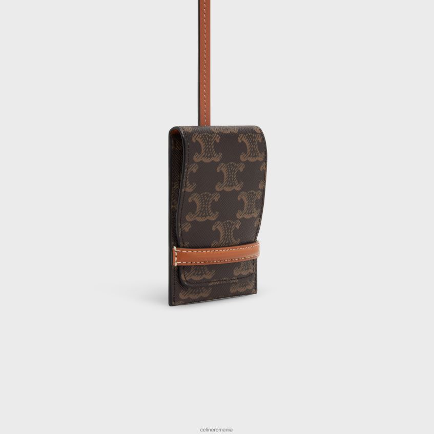 accesorii ro CELINE bărbați etichetă pentru bagaje din pânză Triomphe și piele de vițel 8R6R601635