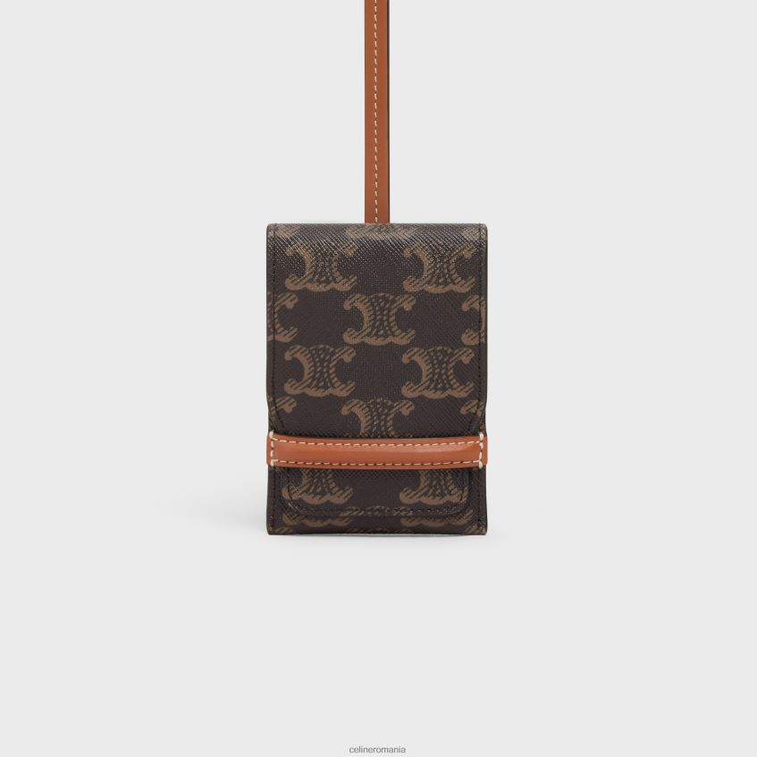 accesorii ro CELINE bărbați etichetă pentru bagaje din pânză Triomphe și piele de vițel 8R6R601635