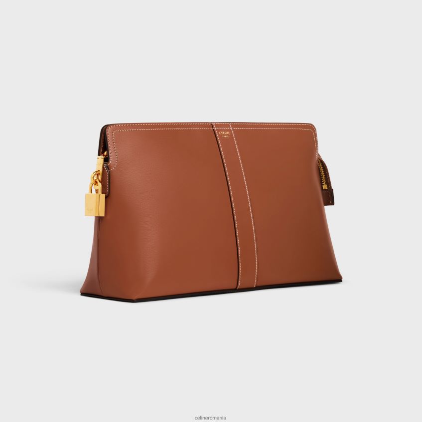 accesorii ro CELINE bărbați geantă de toaletă cu blocare din piele de vițel strălucitoare 8R6R601565