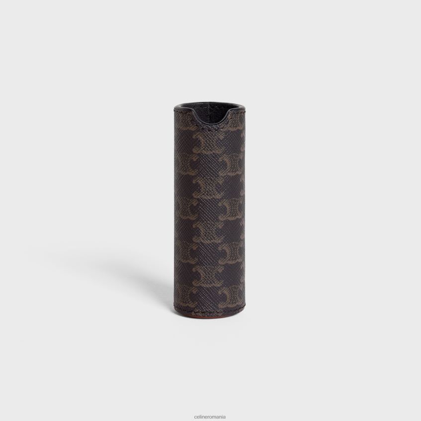 accesorii ro CELINE bărbați husă cu spray de călătorie din pânză și piele de vițel Triomphe 8R6R601454