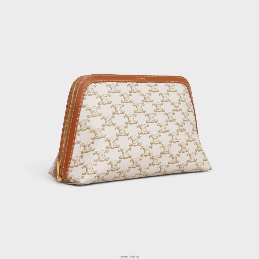 accesorii ro CELINE bărbați husă mare pentru cosmetice din pânză Triomphe și piele de vițel 8R6R601574