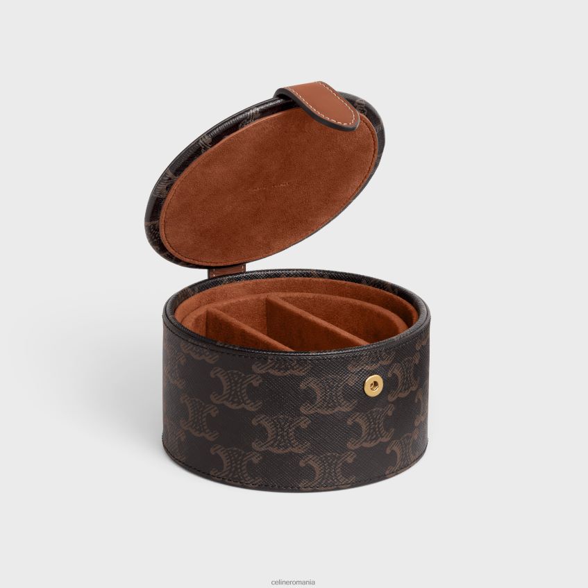 accesorii ro CELINE bărbați husă pentru bijuterii din pânză Triomphe și piele de vițel 8R6R601584