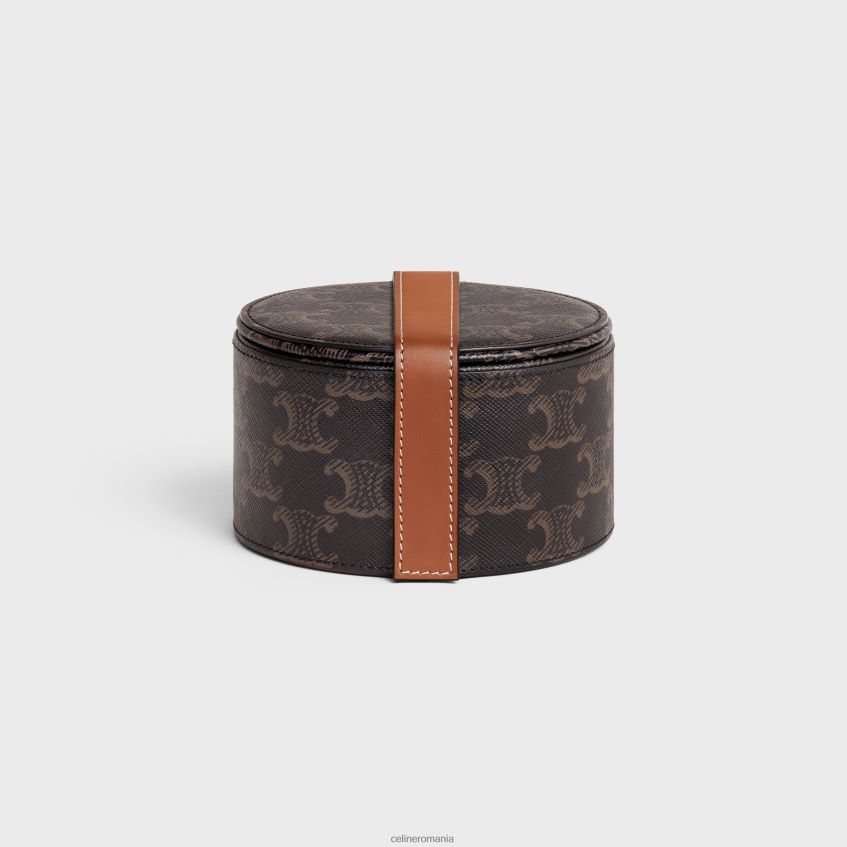 accesorii ro CELINE bărbați husă pentru bijuterii din pânză Triomphe și piele de vițel 8R6R601584