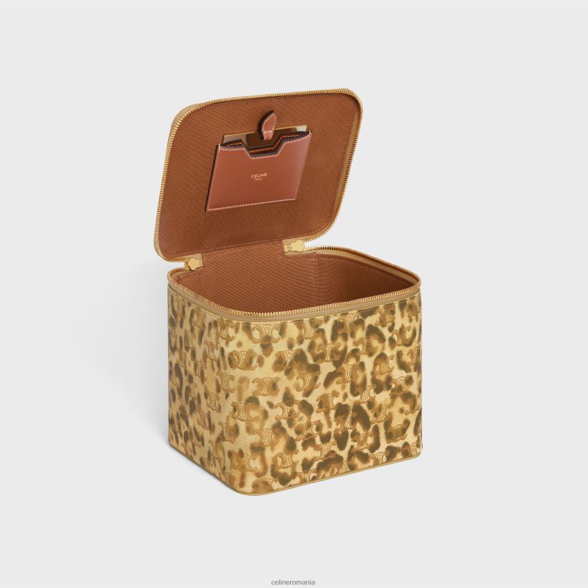 accesorii ro CELINE bărbați toc de toaletă pătrată din pânză Triomphe cu imprimeu și piele de vițel 8R6R601566