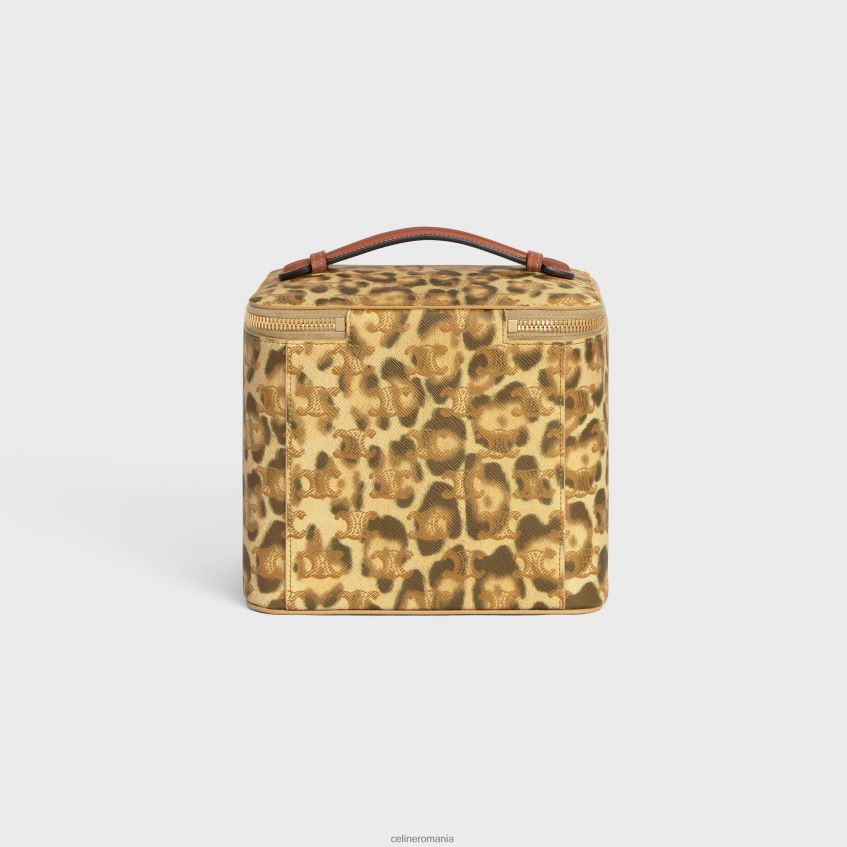 accesorii ro CELINE bărbați toc de toaletă pătrată din pânză Triomphe cu imprimeu și piele de vițel 8R6R601566