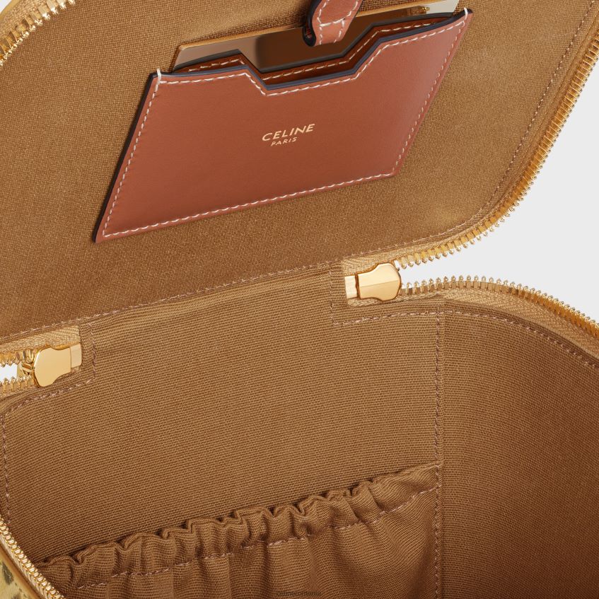 accesorii ro CELINE bărbați toc de toaletă pătrată din pânză Triomphe cu imprimeu și piele de vițel 8R6R601566