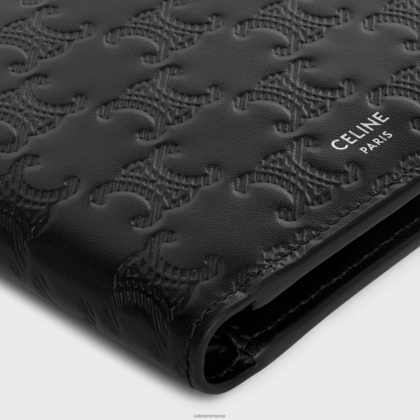 accesorii ro CELINE bărbați portofel dublu din piele de vițel cu triomphe în relief 8R6R602111