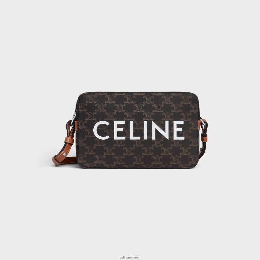 accesorii ro CELINE bărbați fermoar messenger dublu din pânză triomphe cu imprimeu 8R6R602081