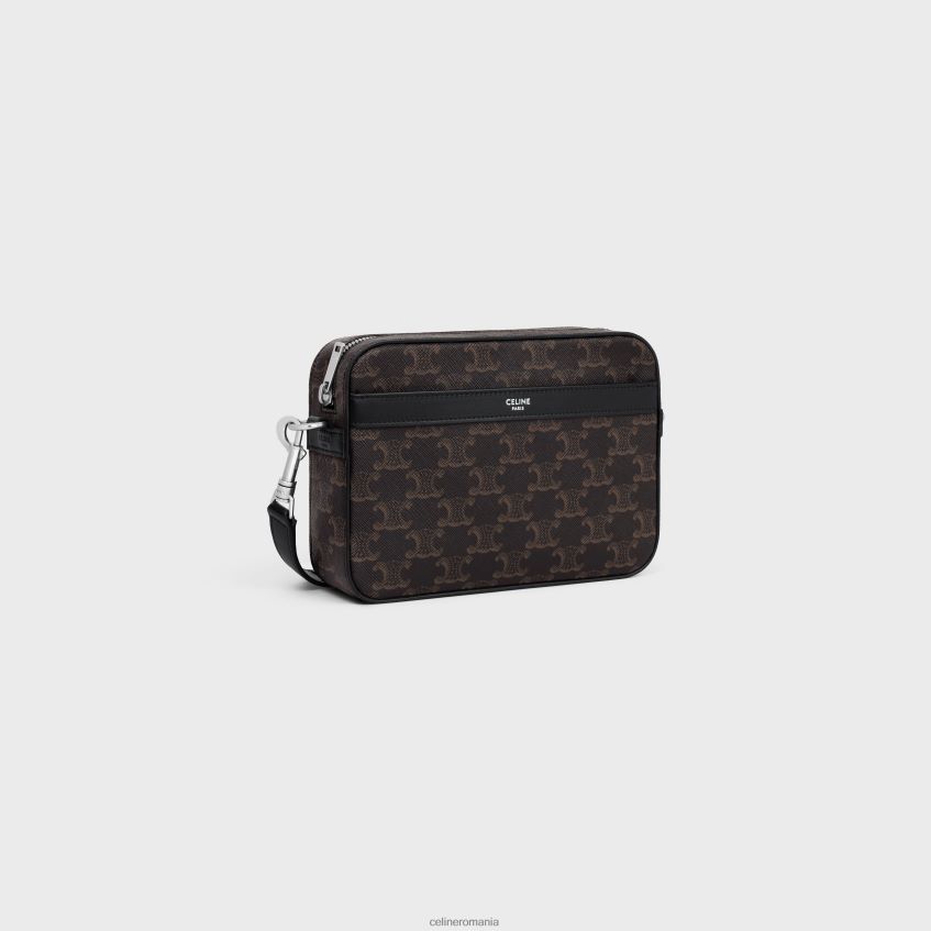 accesorii ro CELINE bărbați mesager mic din pânză Triomphe și piele de vițel 8R6R602083