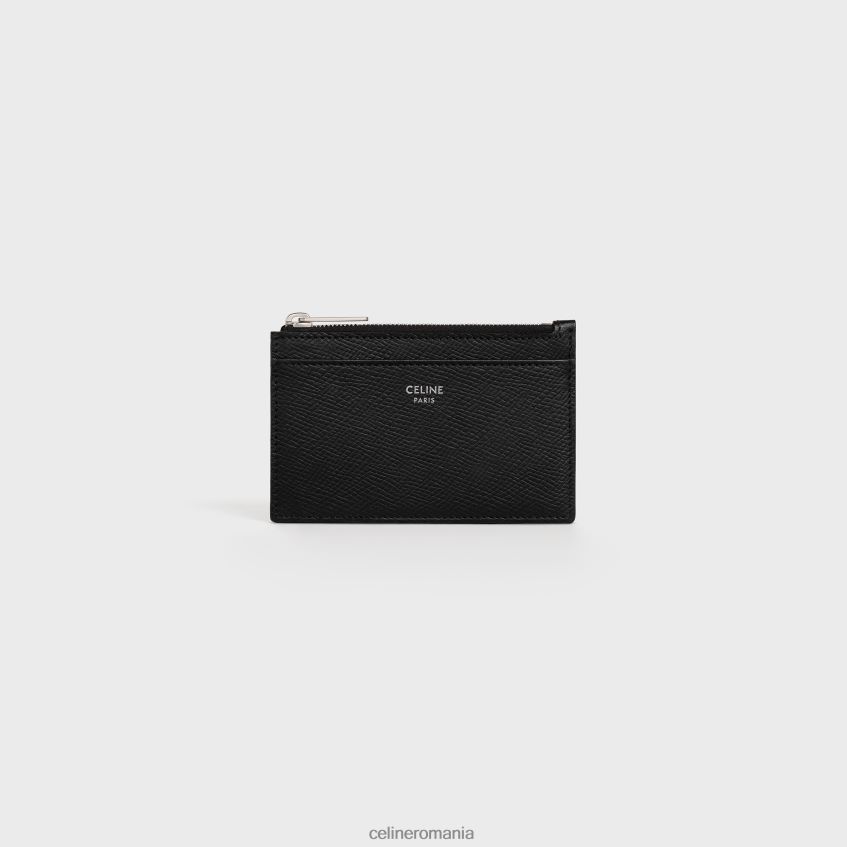 accesorii ro CELINE bărbați suport card cu fermoar din piele de vițel granulată 8R6R602154