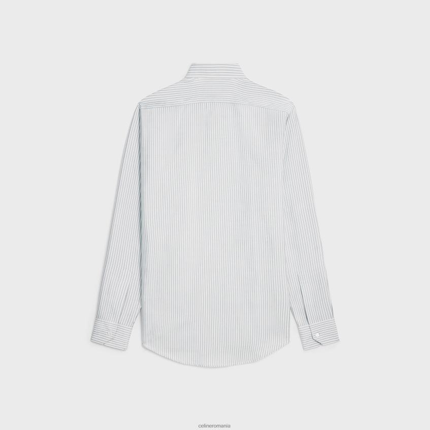 îmbrăcăminte ro CELINE bărbați cămașă carnaby lejeră din mătase cu dungi 8R6R601909