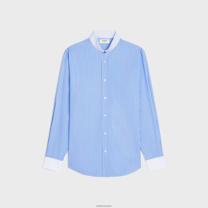 îmbrăcăminte ro CELINE bărbați cămașă lejeră cu guler inversat din bumbac cu dungi 8R6R601910