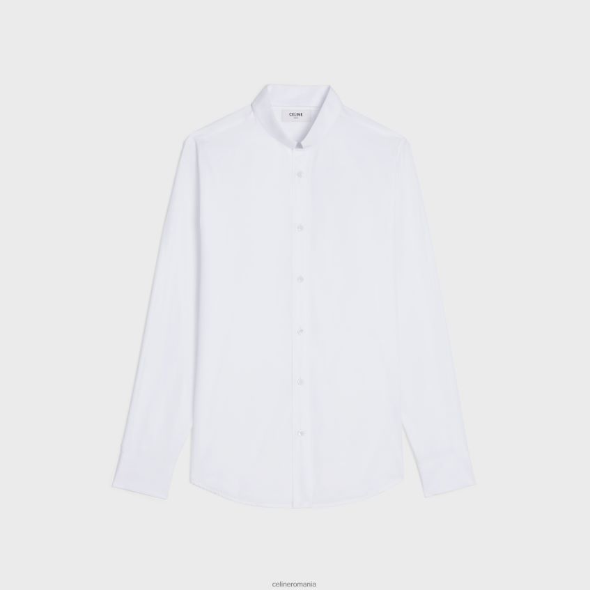 îmbrăcăminte ro CELINE bărbați cămașă lejeră cu guler inversat din popelin de bumbac 8R6R601911