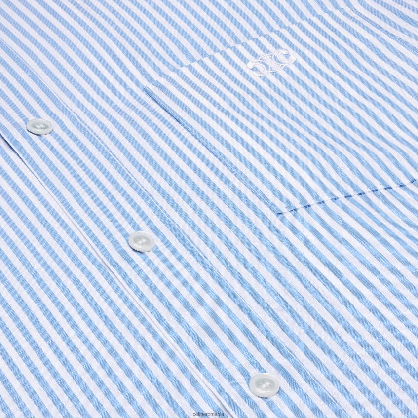 îmbrăcăminte ro CELINE bărbați cămașă lejeră din lenjerie de bumbac cu dungi 8R6R601914