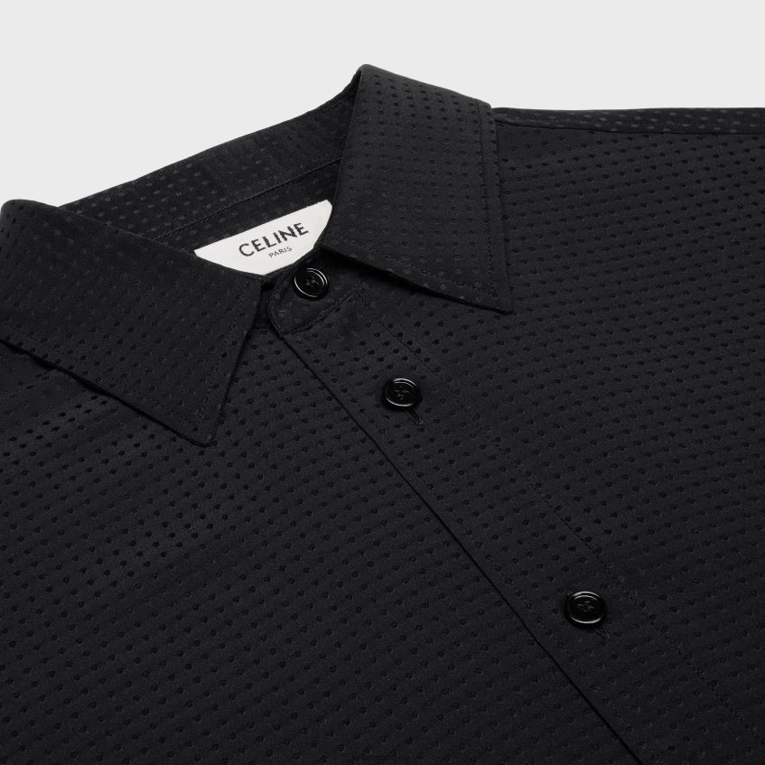 îmbrăcăminte ro CELINE bărbați cămașă lejeră din mătase lucioasă imprimată mată 8R6R601917