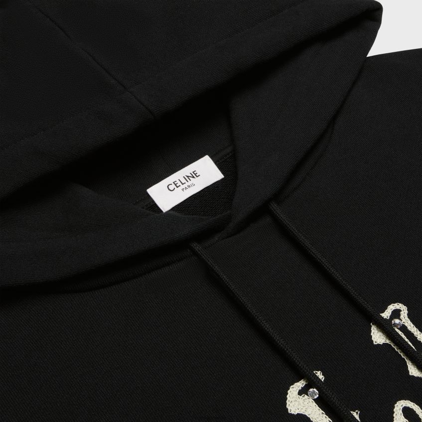 îmbrăcăminte ro CELINE bărbați hanorac largi brodat din fleece de bumbac 8R6R601940