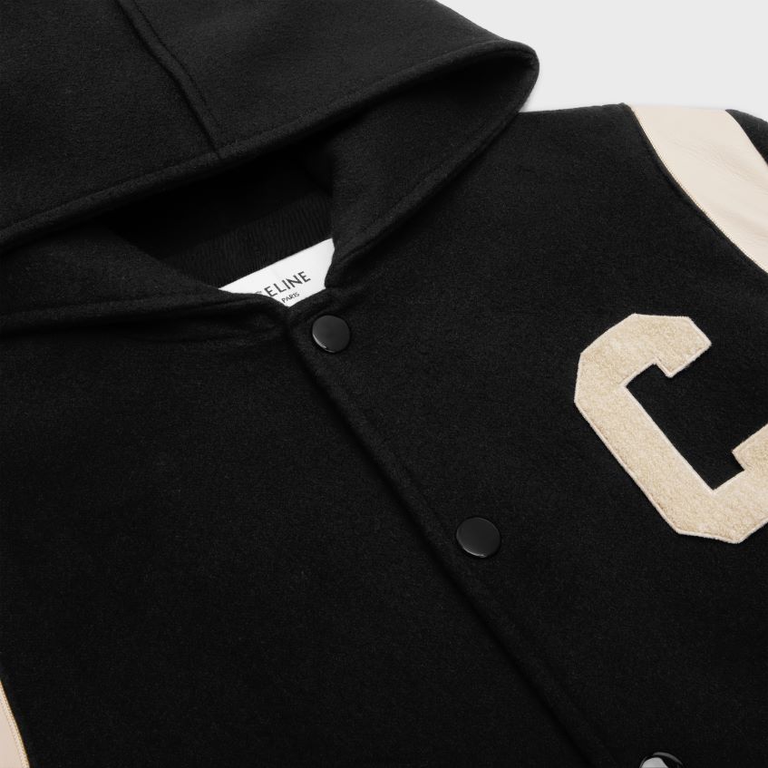 îmbrăcăminte ro CELINE bărbați geacă de pluș cu glugă din lână cașmir 8R6R601836