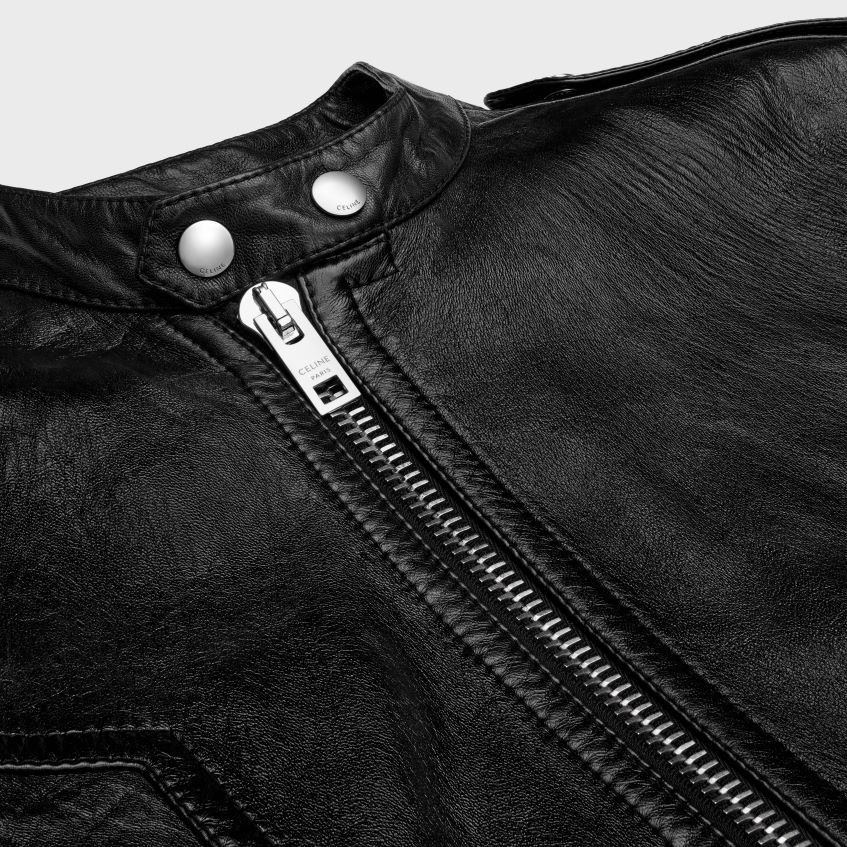 îmbrăcăminte ro CELINE bărbați jachetă cu bluzon de curse din piele moale de miel 8R6R601780