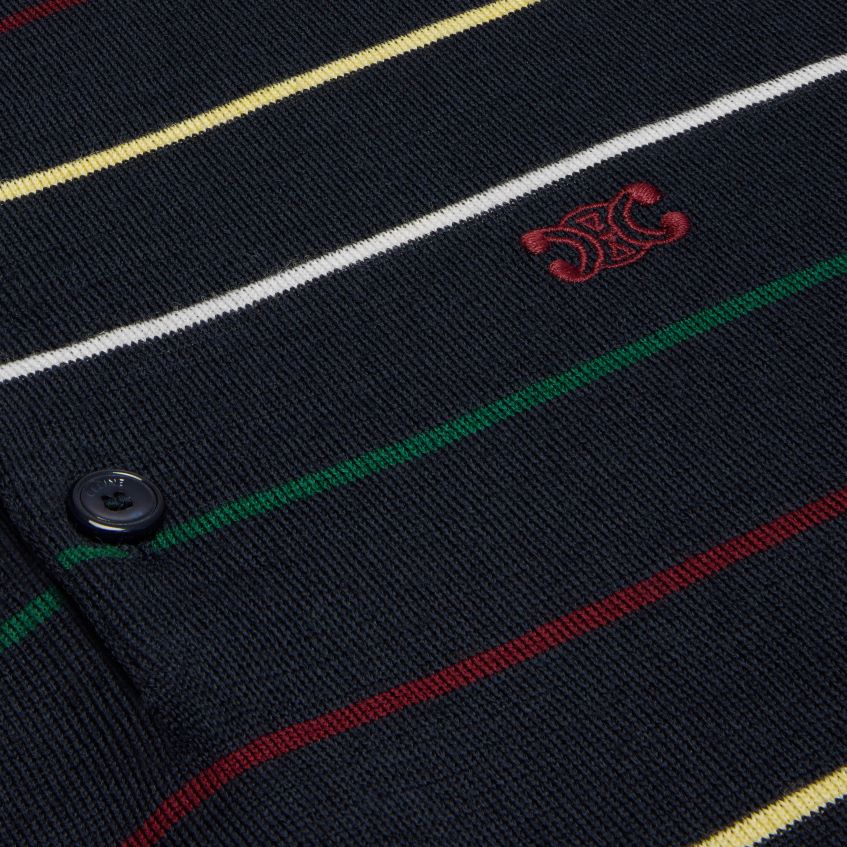 îmbrăcăminte ro CELINE bărbați polo triomphe cu dungi din lână fină 8R6R601978