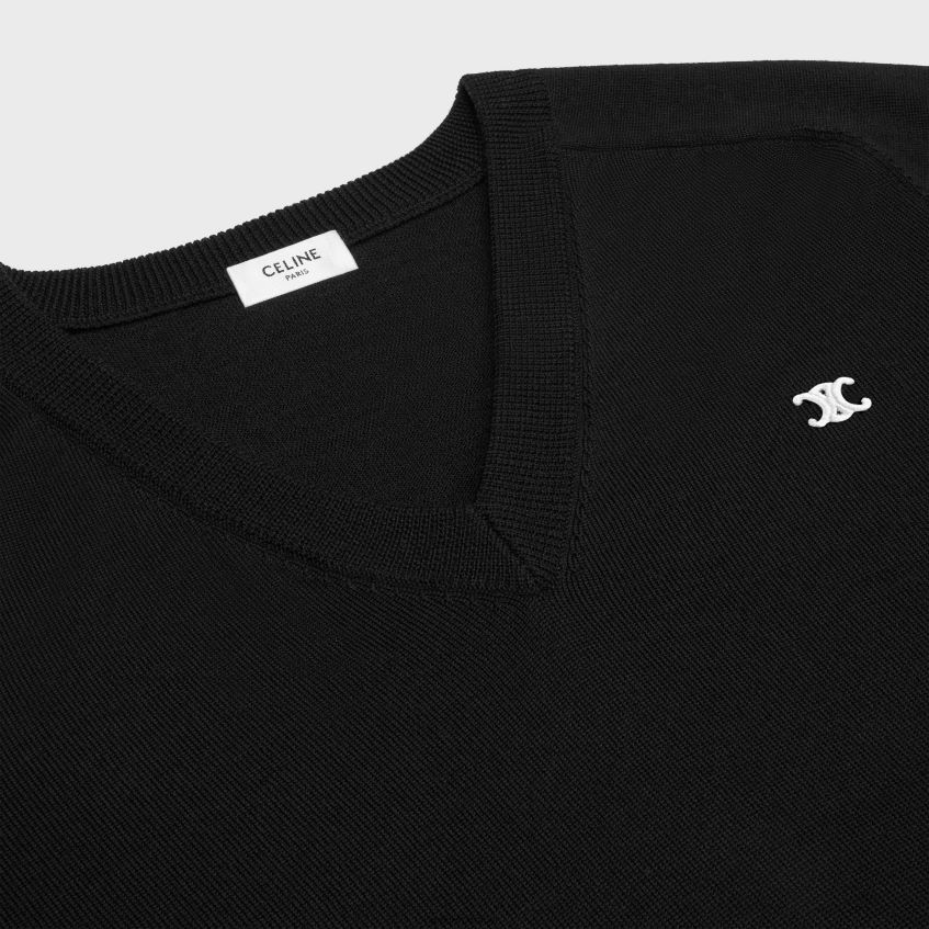 îmbrăcăminte ro CELINE bărbați pulover triomphe cu decolteu în V din lână 8R6R601962