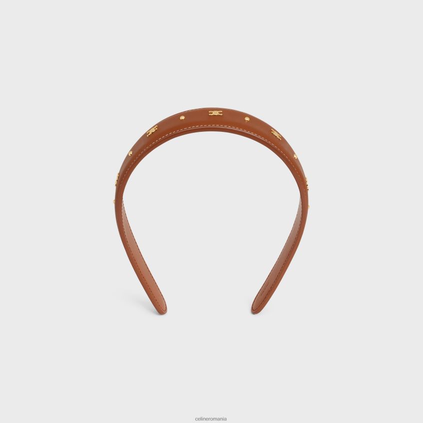 accesorii ro CELINE femei Bandă triomphe din piele de vițel și alamă cu finisaj auriu 8R6R601246