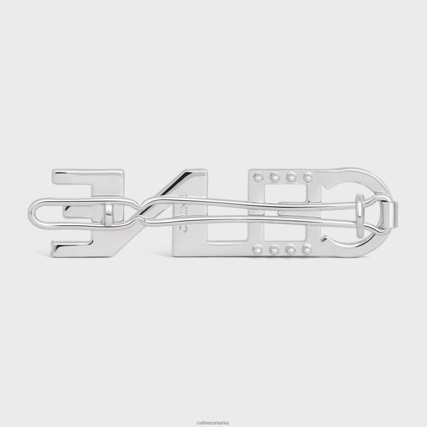 accesorii ro CELINE femei Clip de păr monocrom din alamă cu finisaj rodiu și cristale 8R6R601056