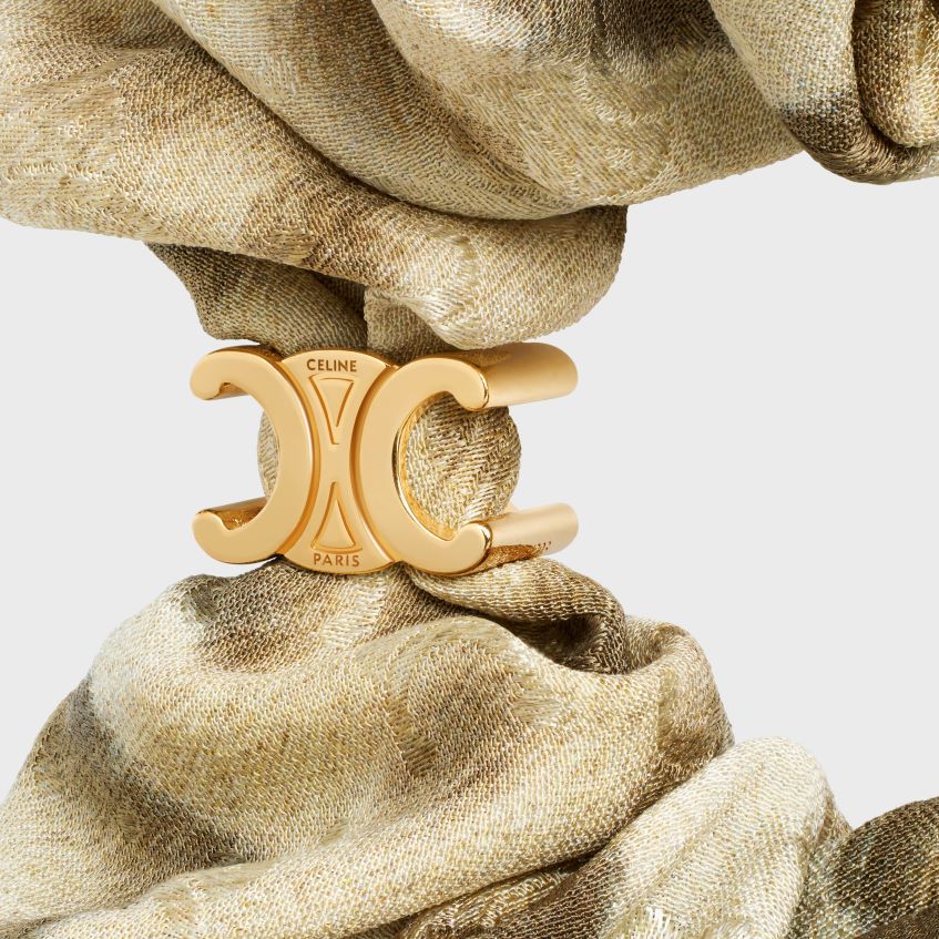 accesorii ro CELINE femei leopard scrunchy din mătase și alamă cu finisaj auriu 8R6R601235