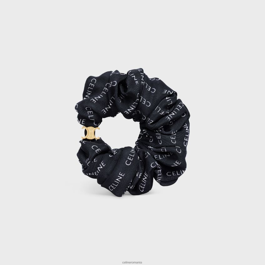 accesorii ro CELINE femei rayure scrunchy din mătase și alamă cu finisaj auriu 8R6R601233