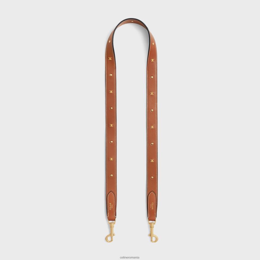 accesorii ro CELINE femei curea lungă din piele de vițel netedă, cu știfturi triomphe cu finisaj auriu 8R6R60521