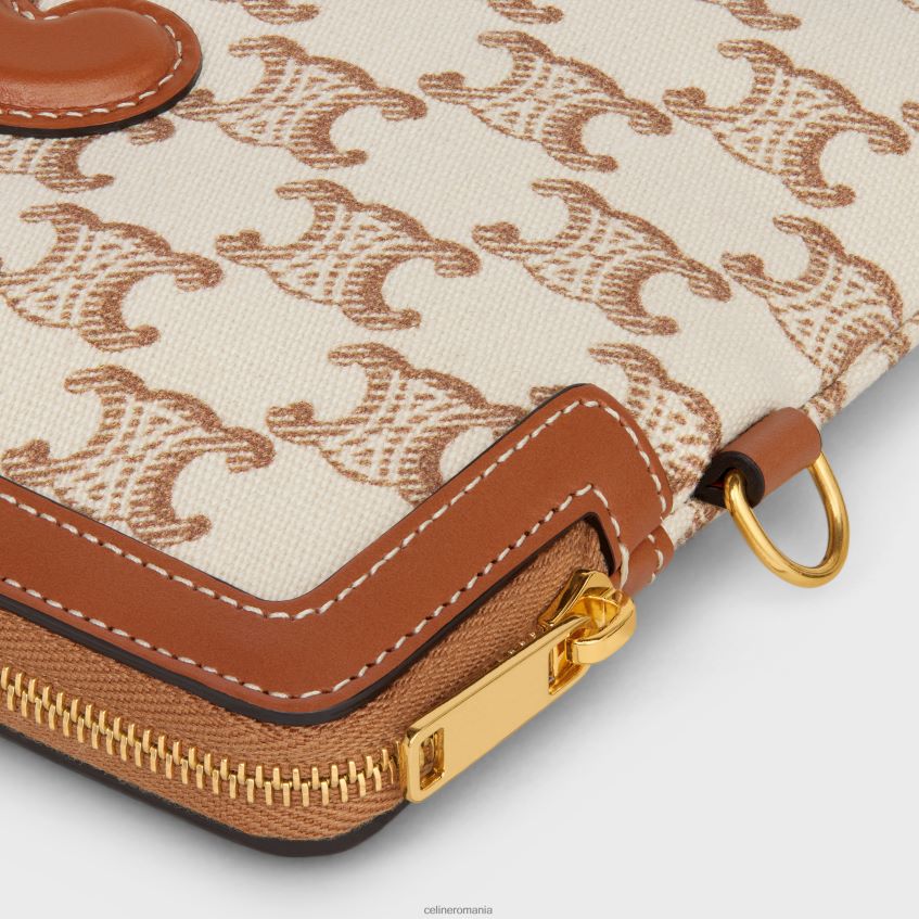 accesorii ro CELINE femei husă mică cu semnătură cu cureaua din material textil cu imprimeu triomphe și piele de vițel 8R6R60434