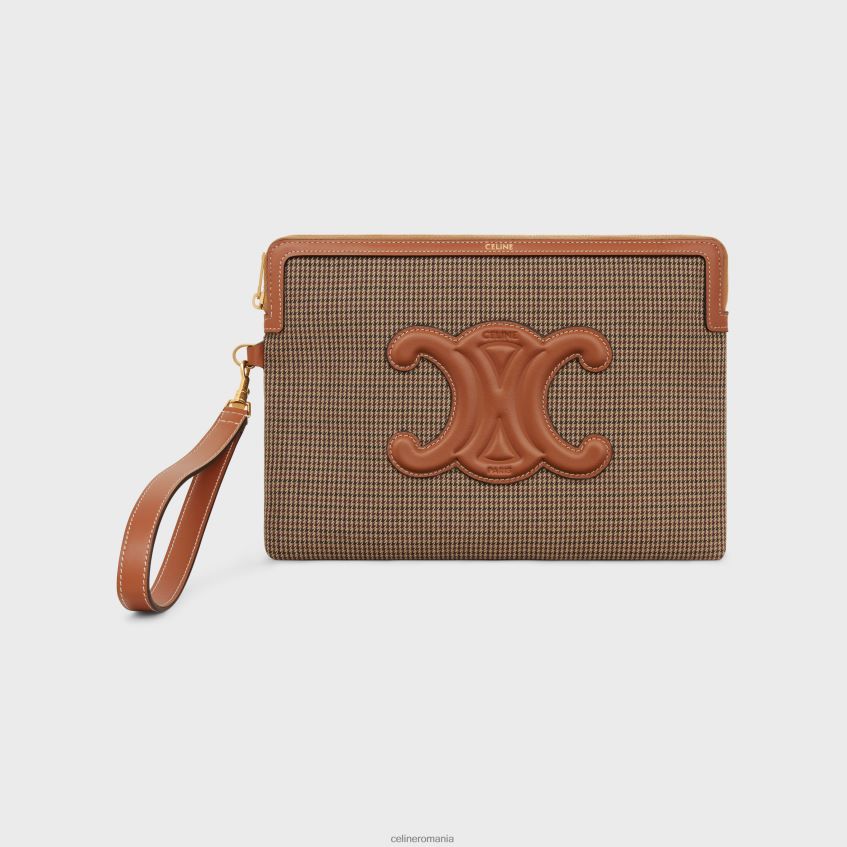 accesorii ro CELINE femei husă mică cu semnătură curea din material textil pied de poule 8R6R60547