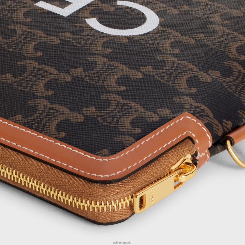 accesorii ro CELINE femei husă mică cu semnătură curea din pânză Triomphe cu imprimeu 8R6R60508