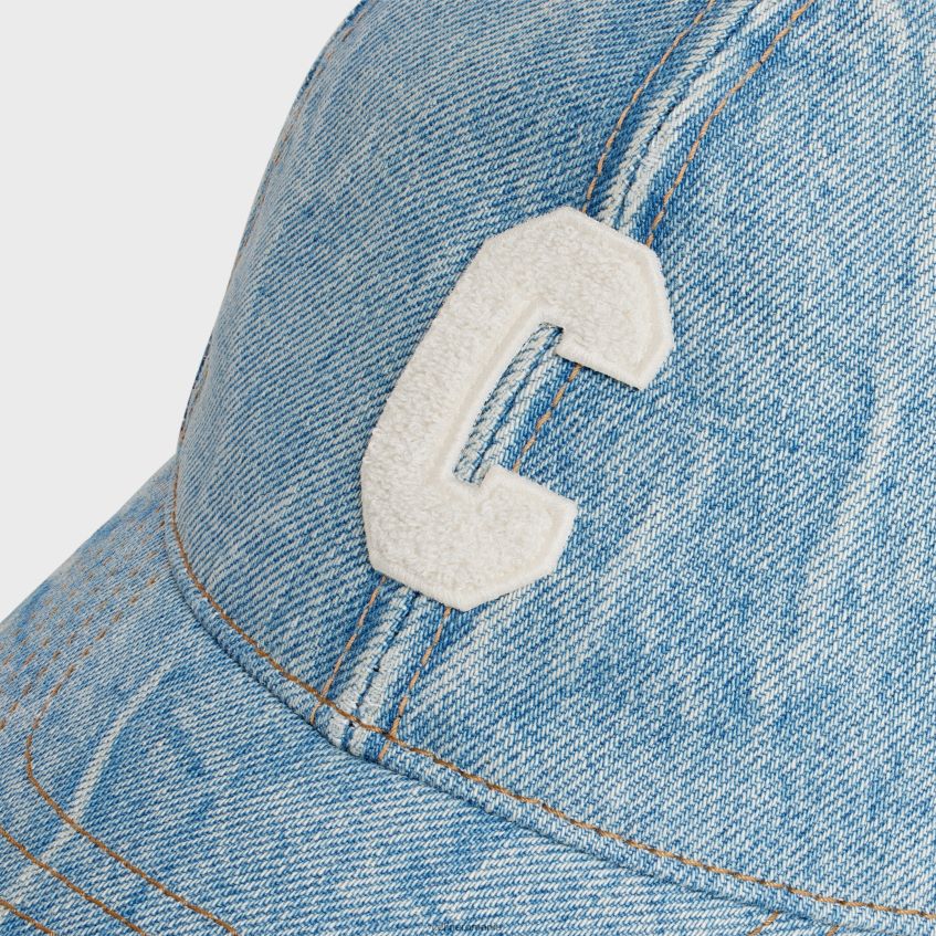 accesorii ro CELINE bărbați șapcă de baseball inițială din denim 8R6R602181