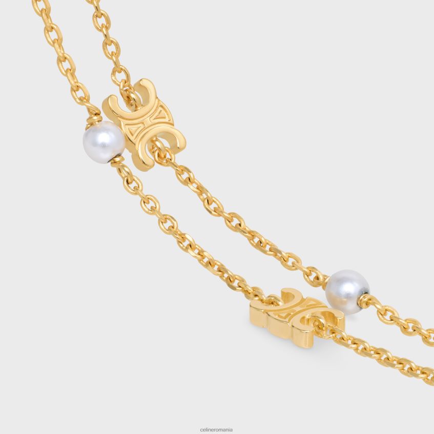 accesorii ro CELINE femei Brățară dublă triomphe pearl din alamă cu finisaj auriu și perle de rășină 8R6R601282