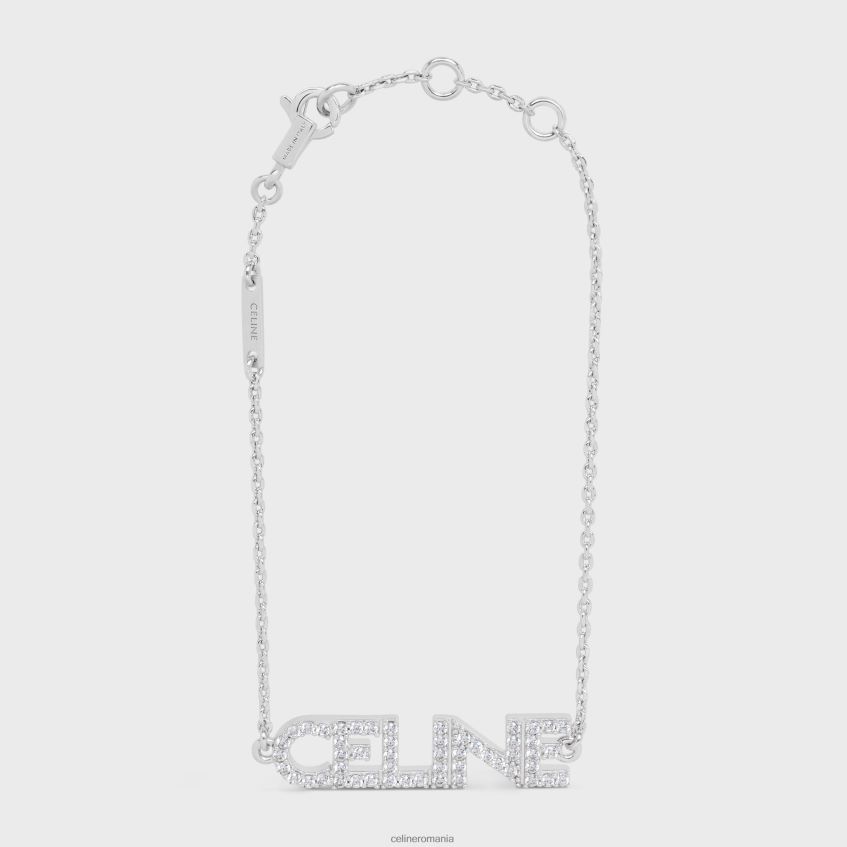 accesorii ro CELINE femei Bratara din strass monocrom din alama cu finisaj rodiu si cristale 8R6R601252