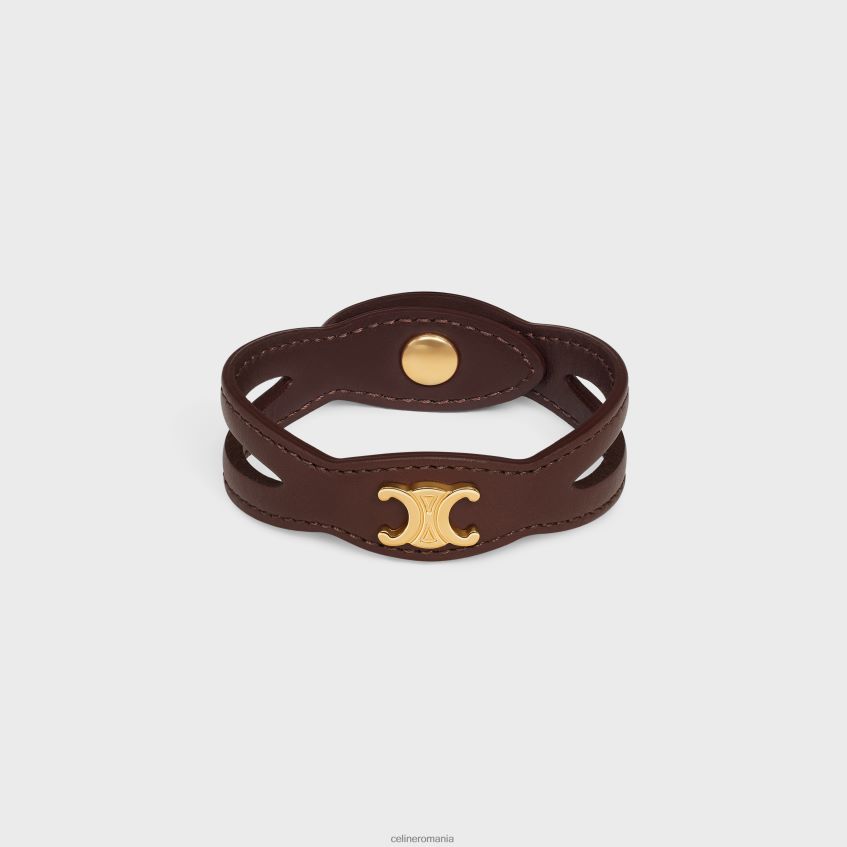 accesorii ro CELINE femei Bratara les cuirs din piele de vitel si alama cu finisaj auriu 8R6R601258