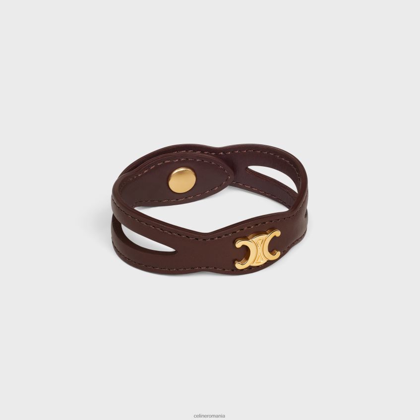 accesorii ro CELINE femei Bratara les cuirs din piele de vitel si alama cu finisaj auriu 8R6R601258