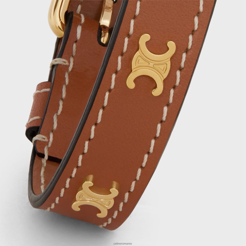 accesorii ro CELINE femei Bratara les cuirs din piele de vitel si alama cu finisaj auriu 8R6R601323