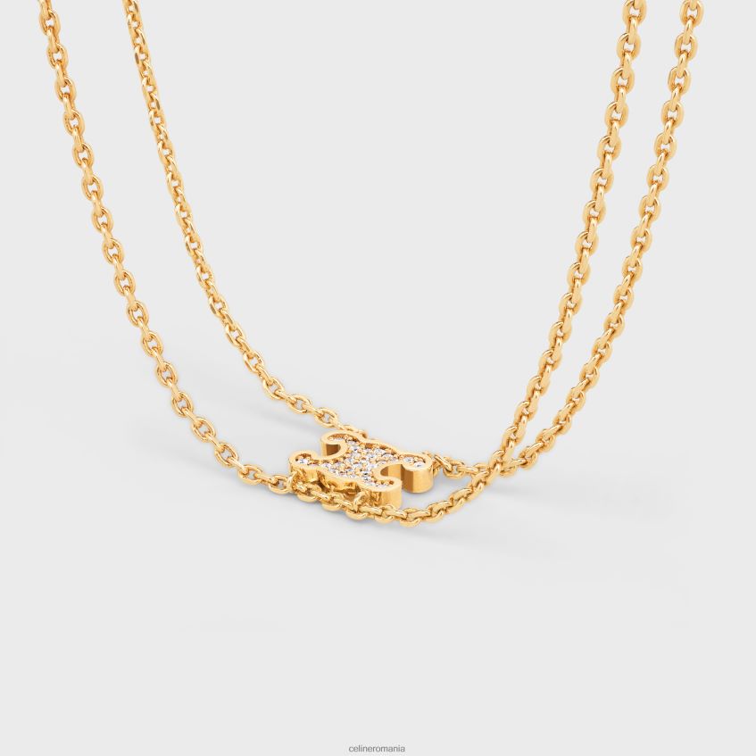 accesorii ro CELINE femei Bratara suspendata triomphe cu strasuri din alama cu finisaj si cristale 8R6R601301