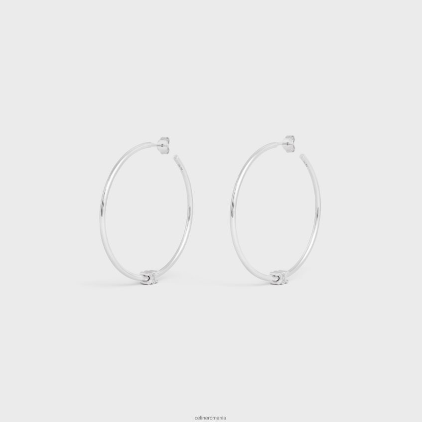 accesorii ro CELINE femei Cercuri mari triomphe din alamă cu finisaj rodiu 8R6R601261