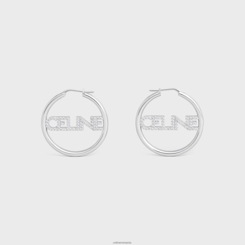 accesorii ro CELINE femei Cercuri monocrome din stras din alamă cu finisaj rodiu și cristale 8R6R601253